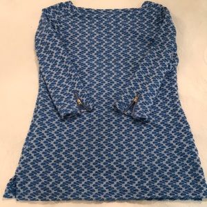 Blue and White Tunic 3/4 sleeves Size Small
